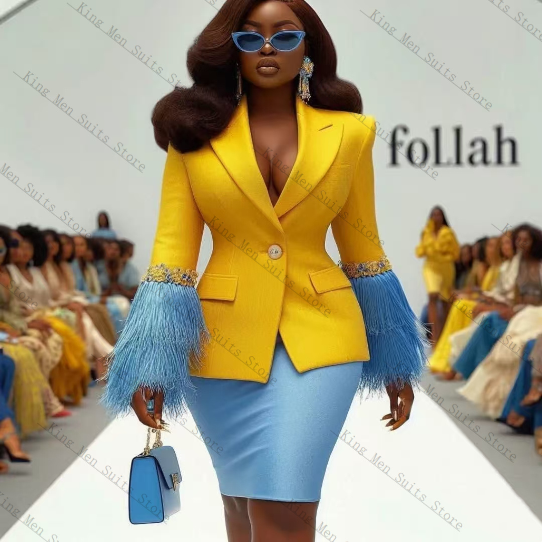 Women'S Formal Wear For A Wedding Guest - Luxury Feather Women Suit Set 2