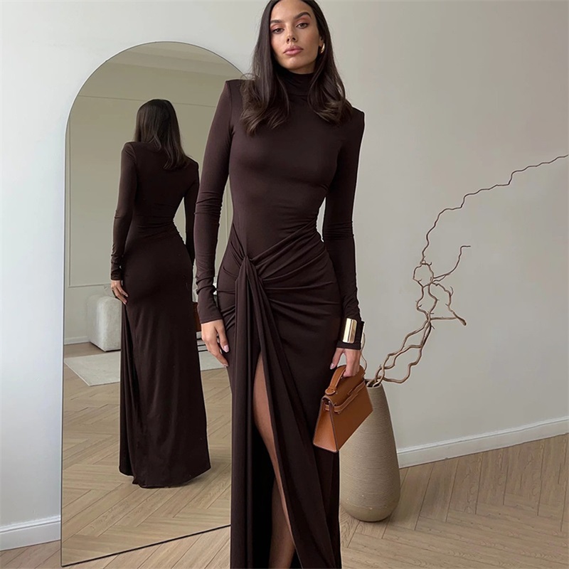 Women'S Formal Wear For A Wedding Guest - Autumn Women Prom Dress High Neck