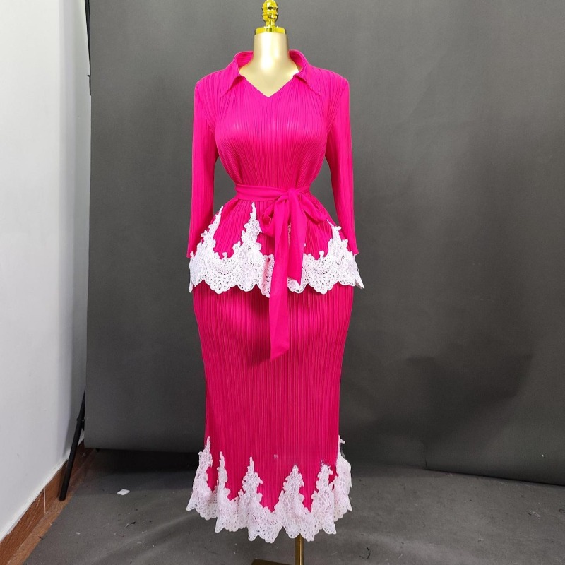 Pencil Skirt Midi - Miyake Pleated Middle Eastern Skirt Set