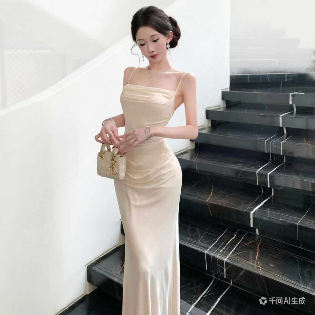 Chic Beige mesh Slip Dress Ele - огляд і ціна Women Formal Wear Xxl