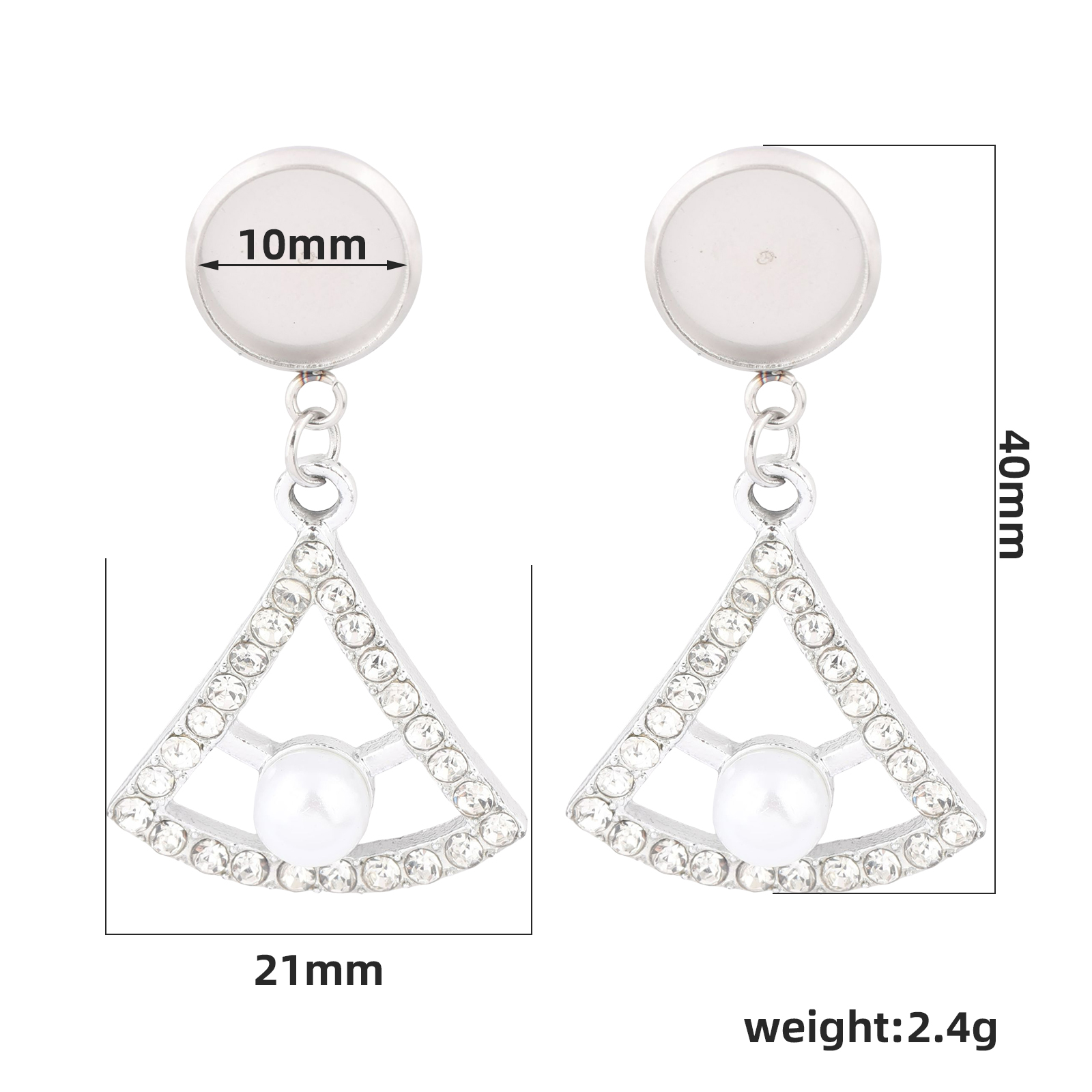10pcs Stainless Steel Fit 10mm - огляд і ціна Pearl Earring Stud