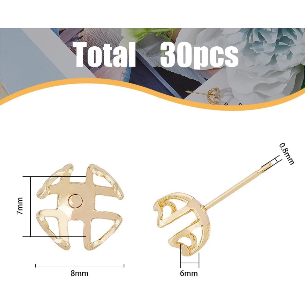 30Pcs Earring Mounting 4-Heart - огляд і ціна Pearl Earring Stud
