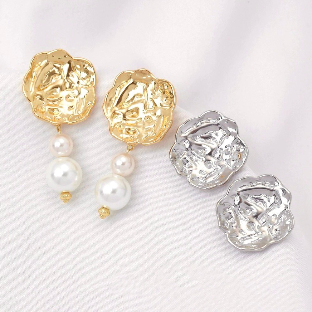 2pcs 18K Gold-Plated Pleated F - огляд і ціна Pearl Earring Stud