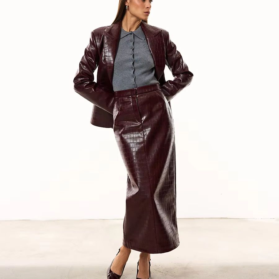 IG Women Burgundy Croc Faux Le - огляд і ціна Pencil Skirt Midi