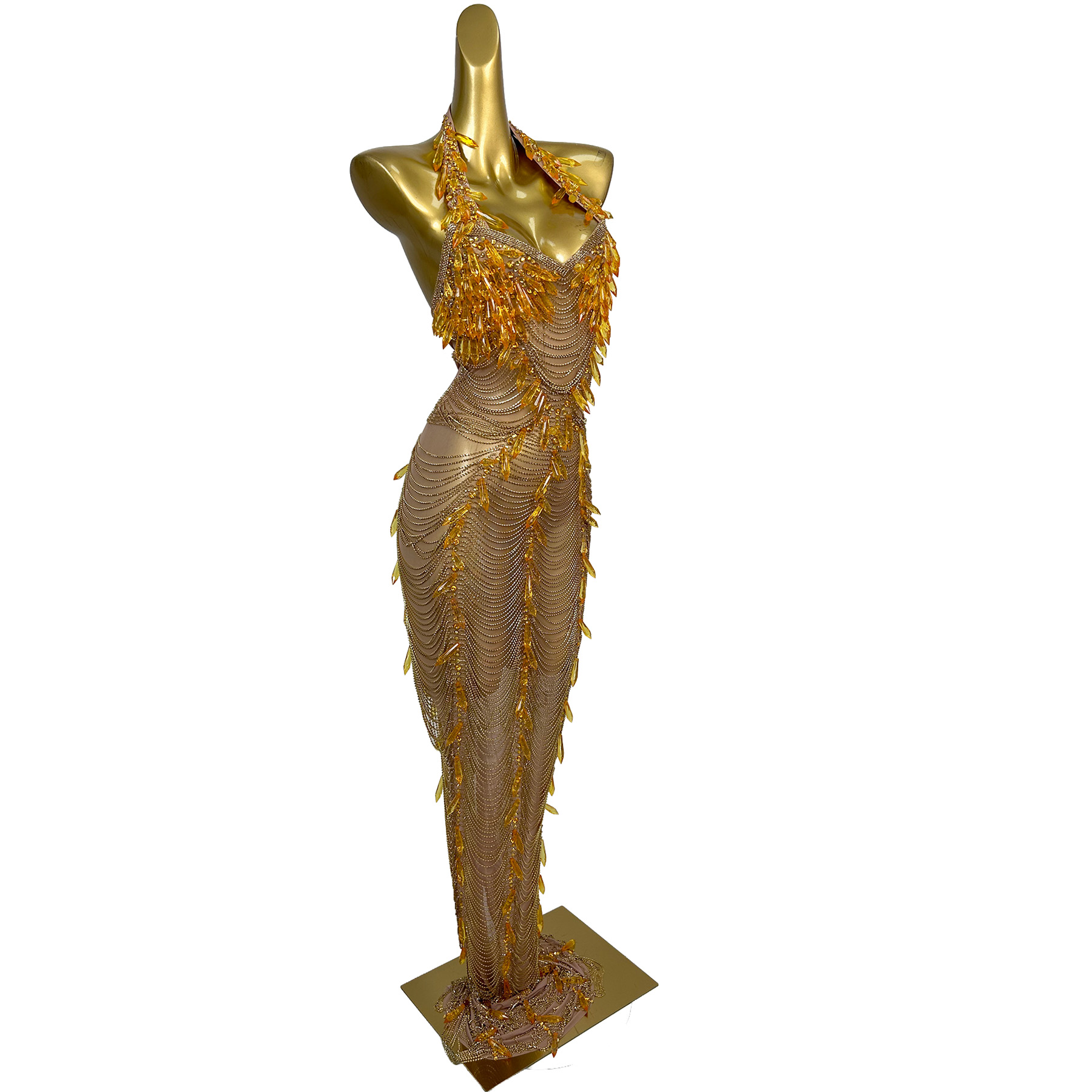 Gold Backless Diamond Tassel E - огляд і ціна Women Formal Wear For Plus Size