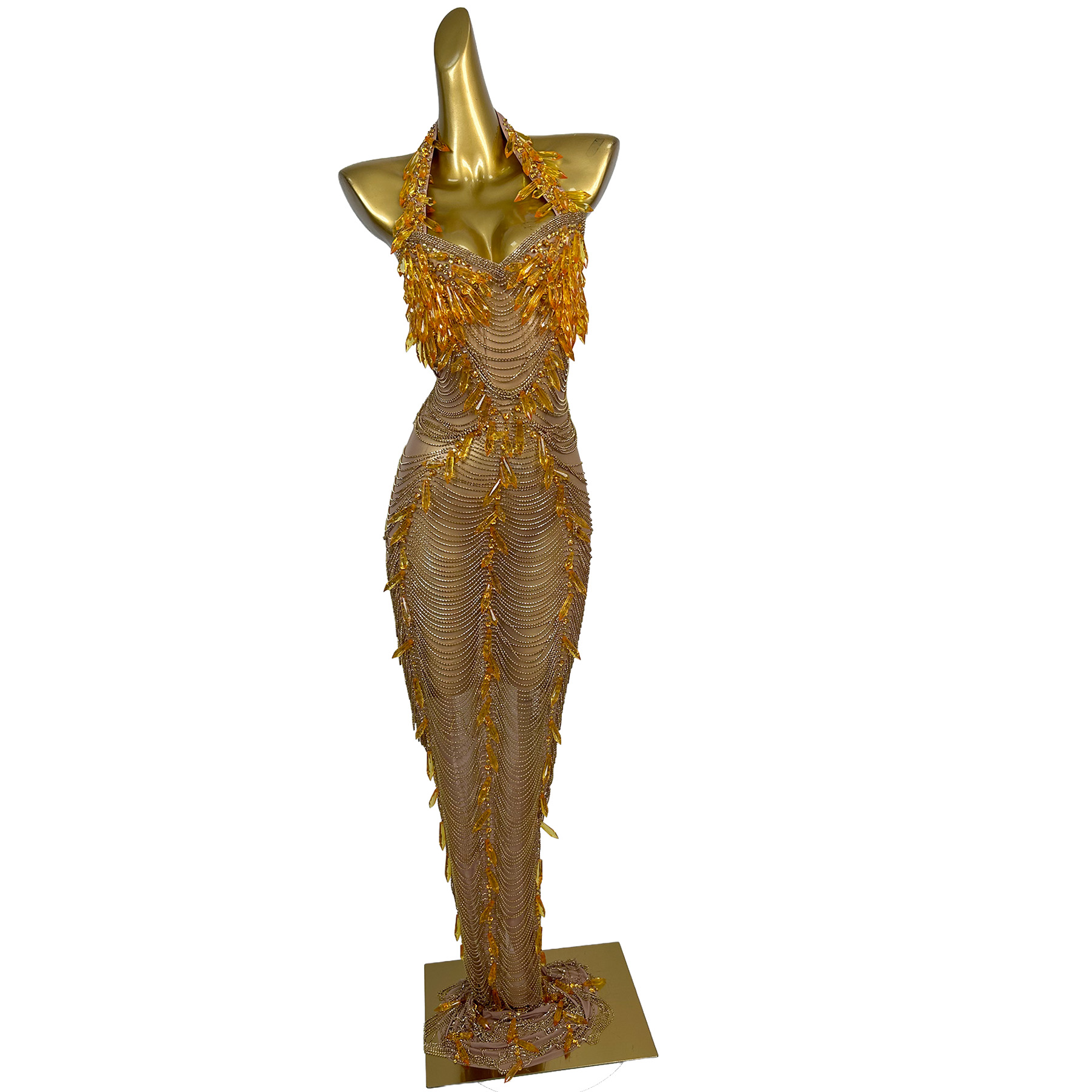 Gold Backless Diamond Tassel E - огляд і ціна Women Formal Wear For Plus Size
