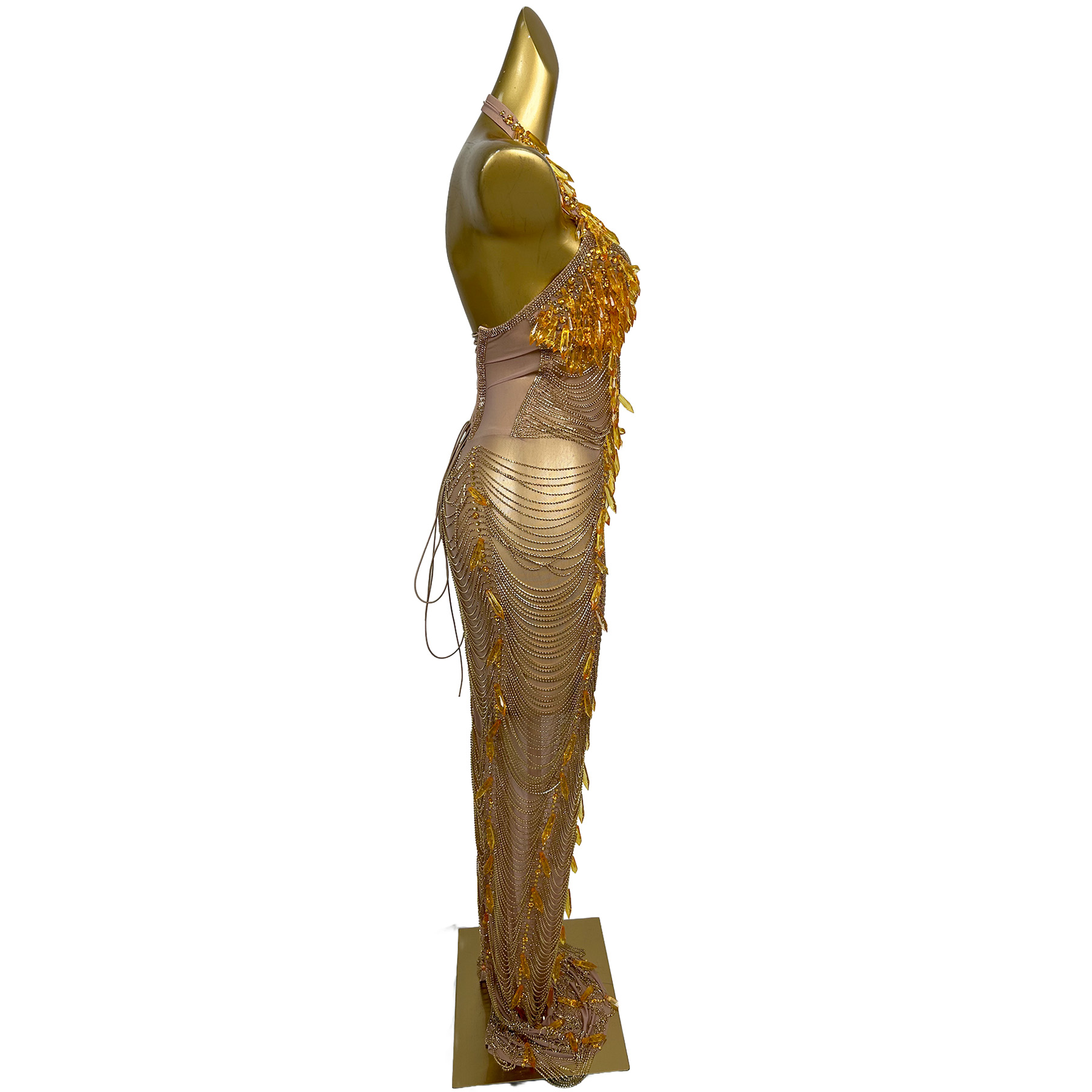 Gold Backless Diamond Tassel E - огляд і ціна Women Formal Wear For Plus Size