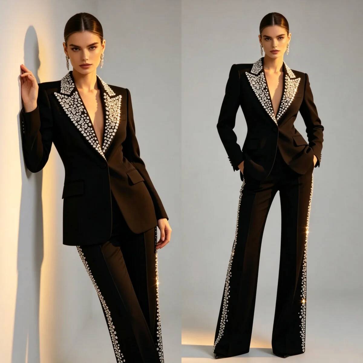 Fashion Crystals 2 Pieces Suit - огляд і ціна Women Formal Wear For Plus Size