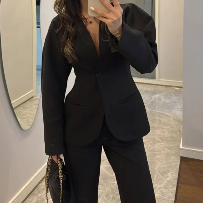 2025 New Women Black V Neck Wa - огляд і ціна Women Formal Wear With Tie