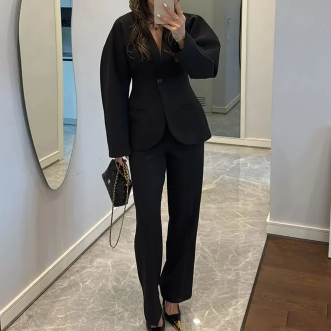 2025 New Women Black V Neck Wa - огляд і ціна Women Formal Wear With Tie