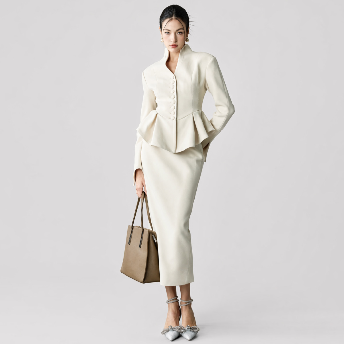 IG26 Women's Stand Collar Pepl - огляд і ціна Pencil Skirt Midi