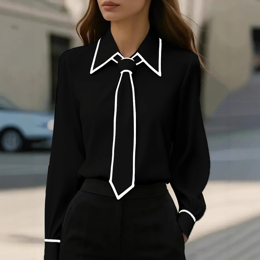 Women's Contrast Trim Tie Neck - огляд і ціна Women Formal Wear With Tie