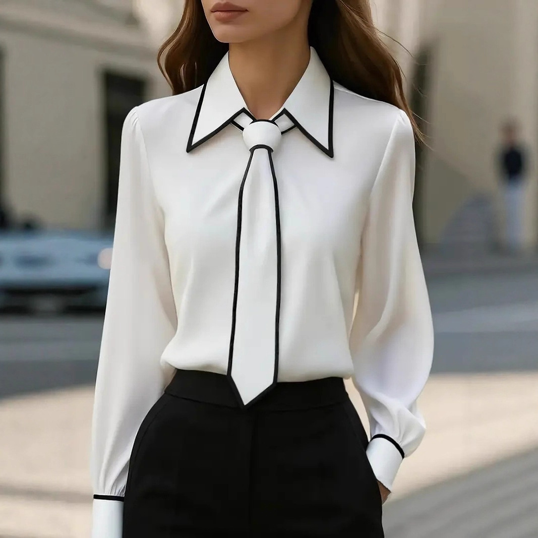 Women's Contrast Trim Tie Neck - огляд і ціна Women Formal Wear With Tie